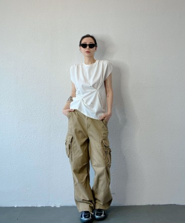 Khaki Cargo Pants #250405
